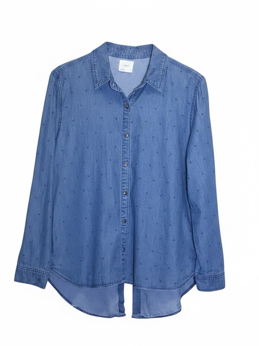 Francesca’s Harper star print chambray button up Casual top Button down blouse